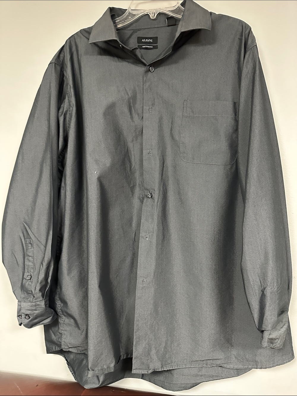 Alfani Performance Charcoal Gray Dress Shirt 18 1/2  34-35 BIG. Like new!